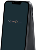 An iphone with Navix logo on screen.