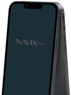 Iphone showcasing Navix's logo.